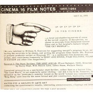 1956 Cinema 16 Film Notes Horror Lost World White Zombie Cat People Original C99